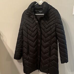 Kenneth Cole Women's Black Chevron Puffer Jacket